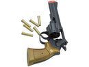 TSD 6 inch Airsoft Spring Powered Revolver - Black with Wood Grip