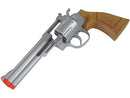 TSD 6 inch Airsoft Spring Powered Revolver - Silver with Wood Grip