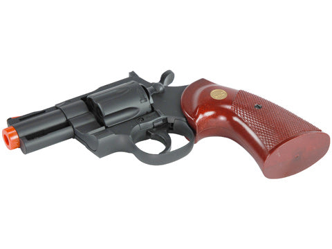 TSD 2.5 inch Airsoft Spring Powered Revolver - Black with Wood Grip