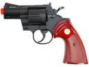 TSD 2.5 inch Airsoft Spring Powered Revolver - Black with Wood Grip