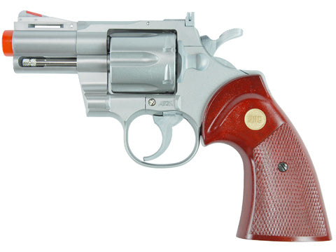 TSD 2.5 inch Airsoft Spring Powered Revolver - Silver with Wood Grip