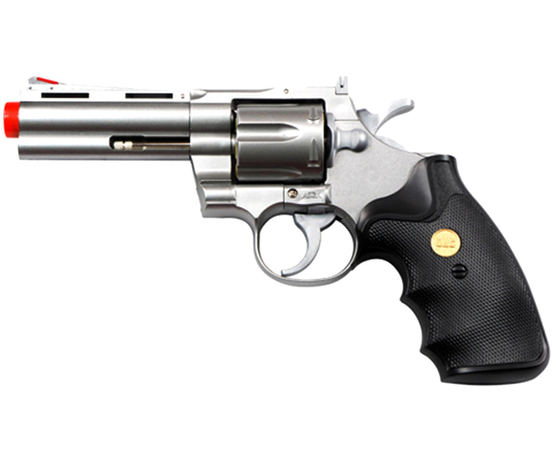 TSD 4" Gas Powered Airsoft Revolver by UHC - Silver / Black