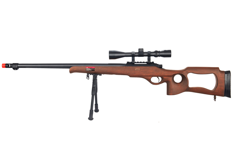 WELL MB09 VSR-10 Bolt Action Airsoft Sniper Rifle w/ Scope & Bipod - Wood